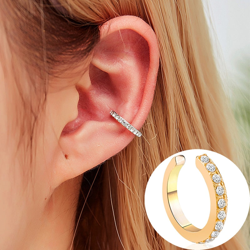 Fashion Exquisite Rhinestone Decor Ear Cuff earring for Woman Ear 2021 Summer New Arrival Christmas Jewelry Gift