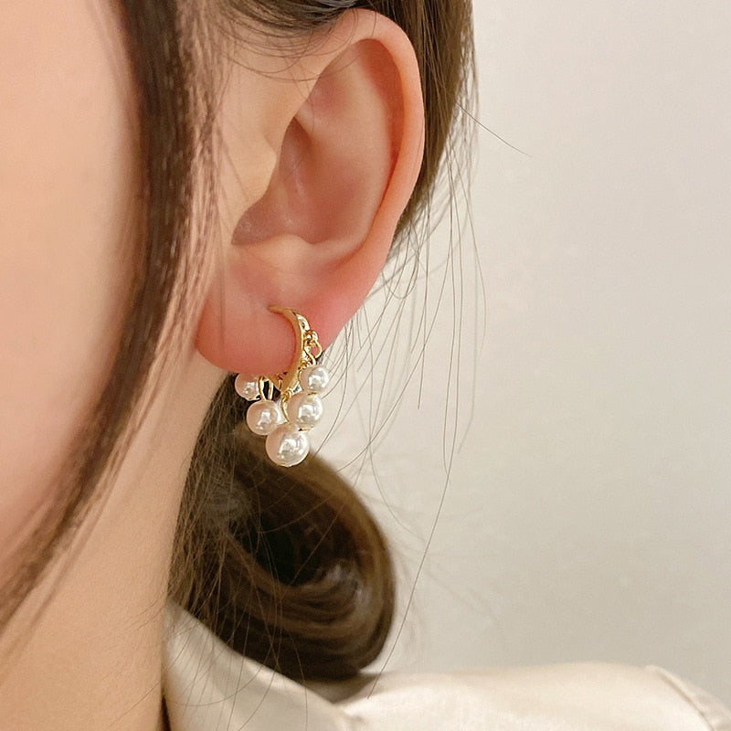 2022 Korean New Simple Temperament Circle Pearl Earrings Fashion Small Versatile Earrings  Jewelry