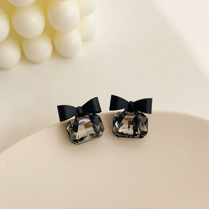 Earrings Asymmetrical Round Hollow Round Black Stud Earrings Rhinestone Accessories For Women pendientes mujer